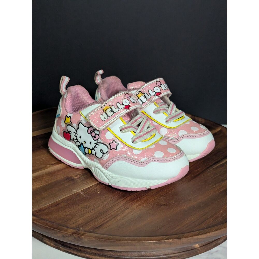 Hello Kitty Light Up Sneakers Toddler Girls Size 9 Pink Polka Dot Sanrio Shoes